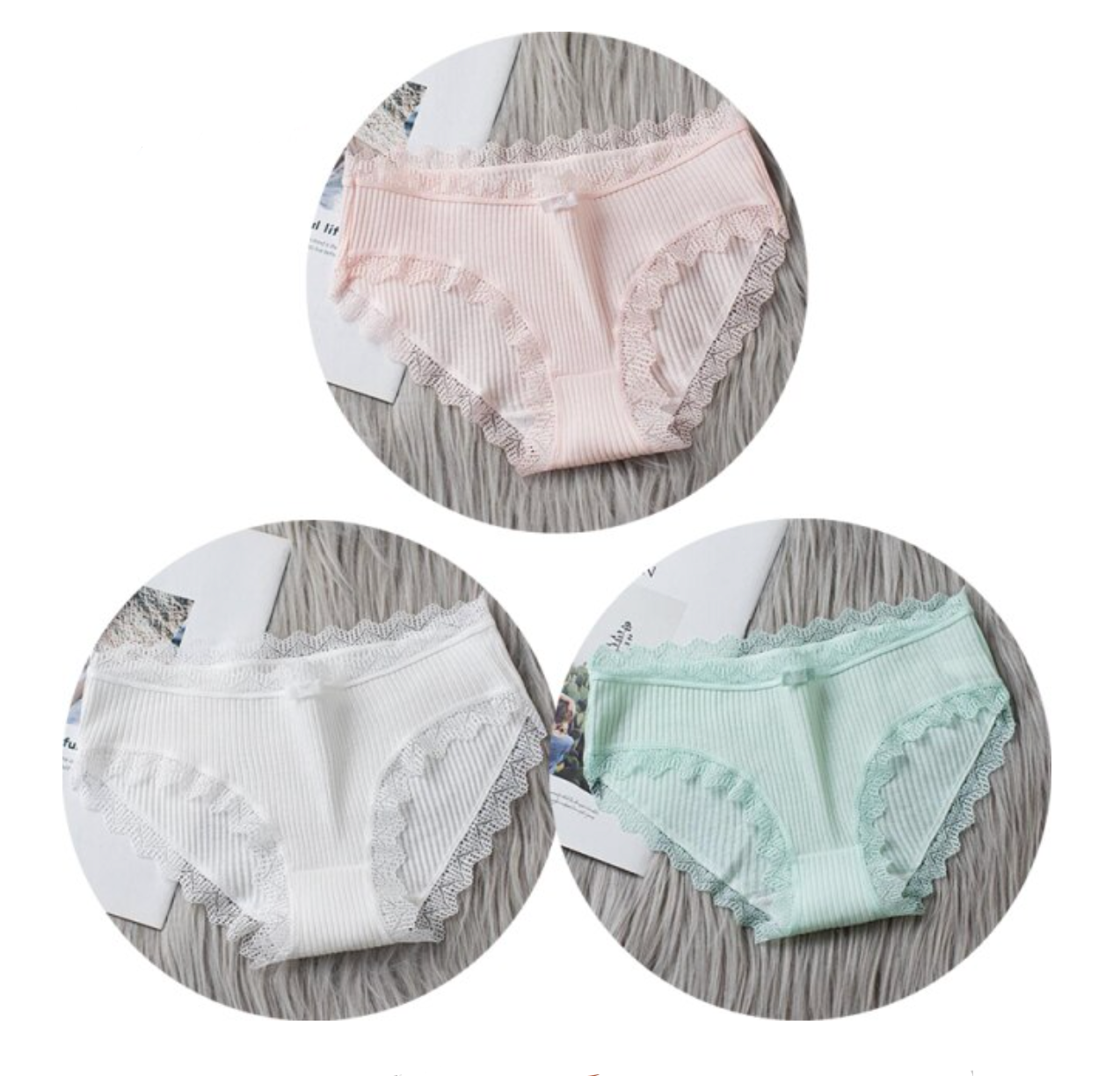 Slipjes Set – 3x Lage Taille Kanten Slipjes voor Vrouwen