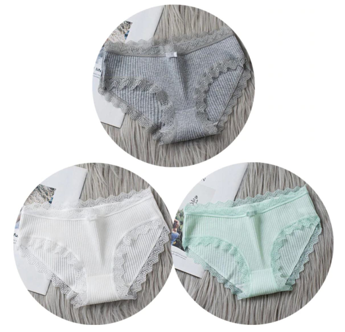 Slipjes Set – 3x Lage Taille Kanten Slipjes voor Vrouwen