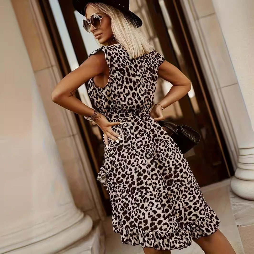 SOPHIA | Luxe en Modebewust – Maxi Jurk met Luipaardprint en V-hals