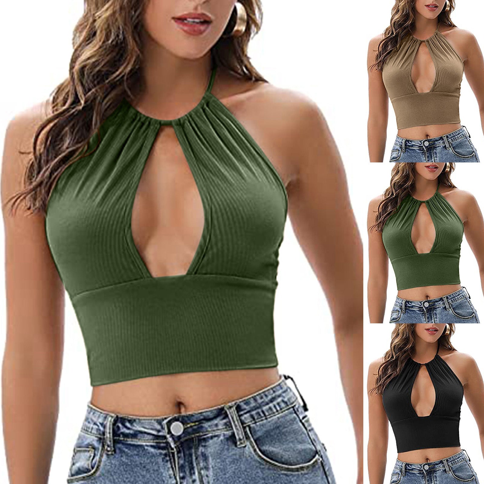 Dames Zomer Camisole Haltertop – Sexy Hollow Out Top