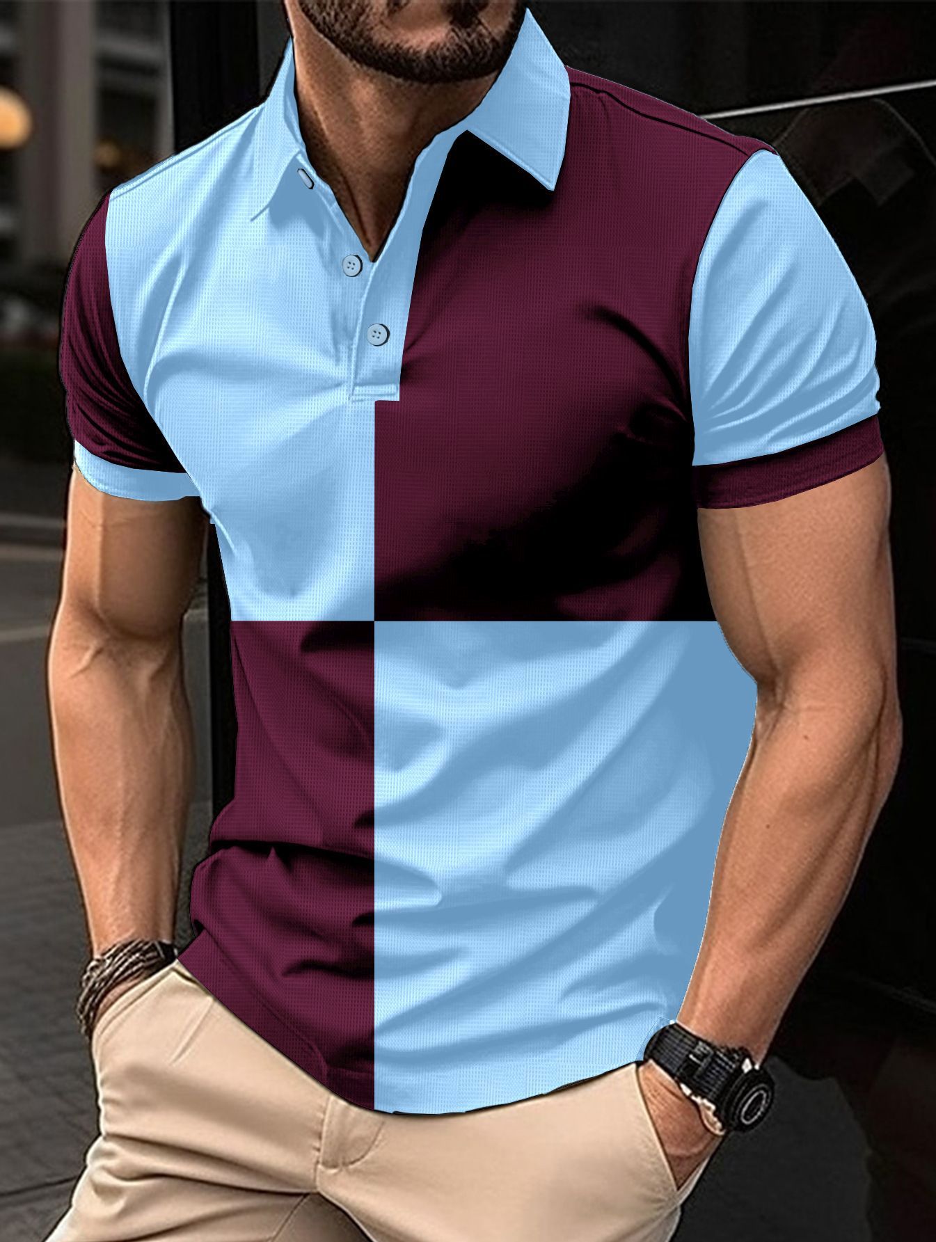 Heren Polo Shirt met Stiksels en Omslagkraag – Stijlvol en Comfortabel