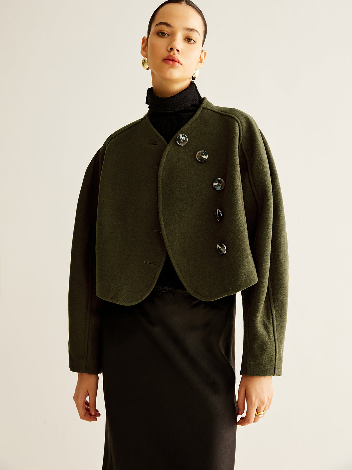 Cropped Jas | Asymmetrische Knopen | Elegant en Uniek