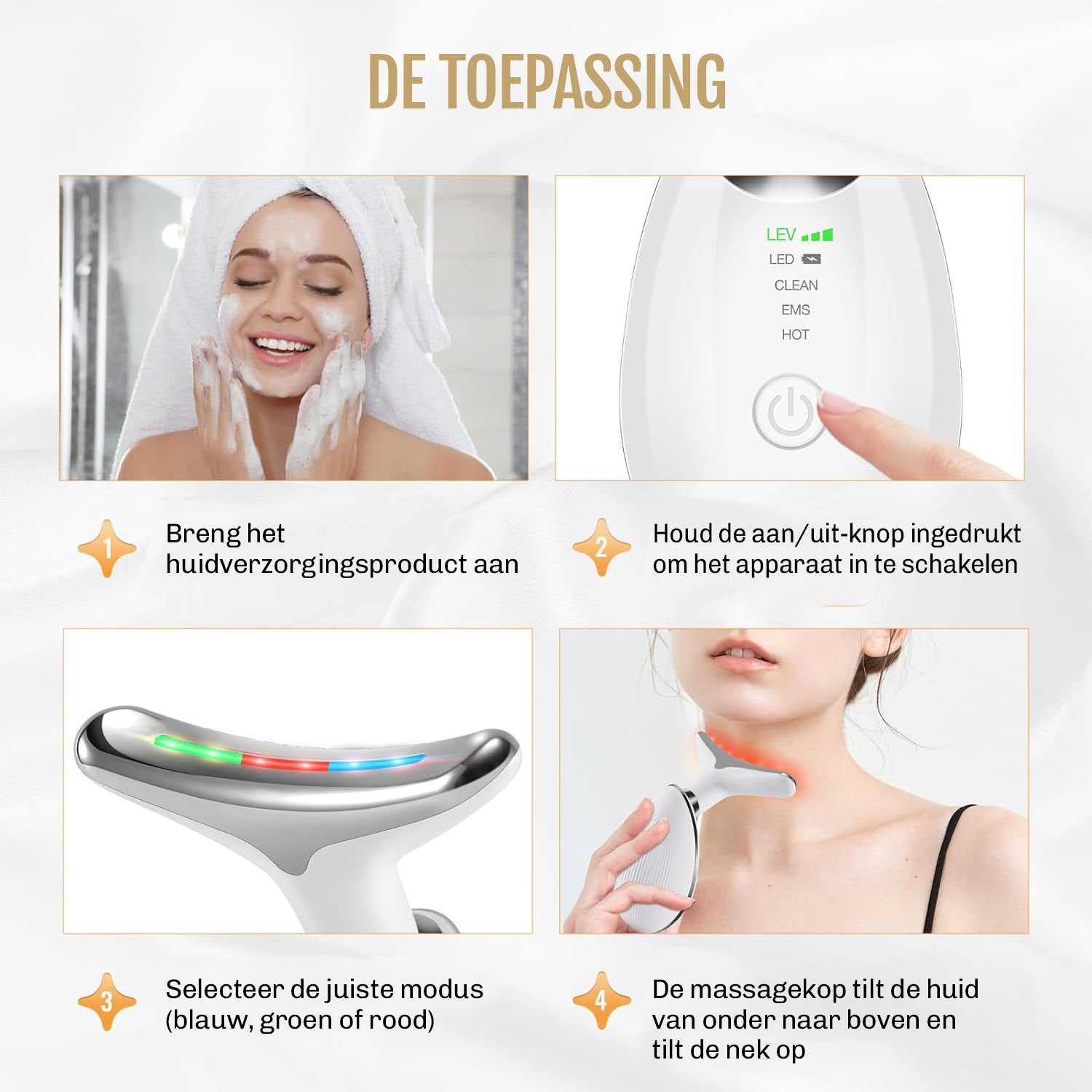 7-in-1 Facelift Apparaat voor Huidverjonging – Anti-Aging Gezichtsmassager en Rimpelverwijderaar voor Hals en Gezicht