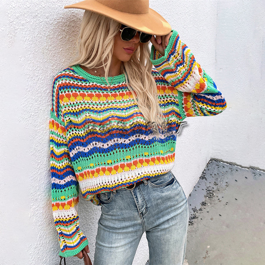 Lina | Multicolor Gebreide Trui | Vrolijke Kleuraccenten | Zachte Katoenmix