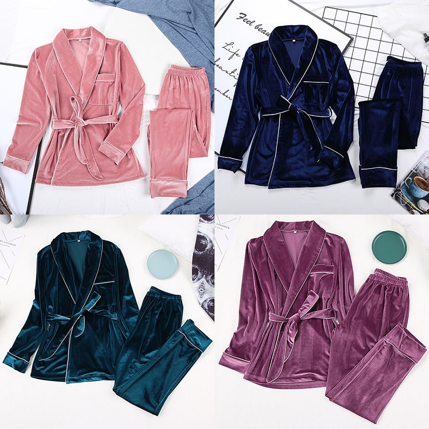 Warme Dames Pyjama Set met Lange Mouwen | Fluweelzacht en Stijlvol