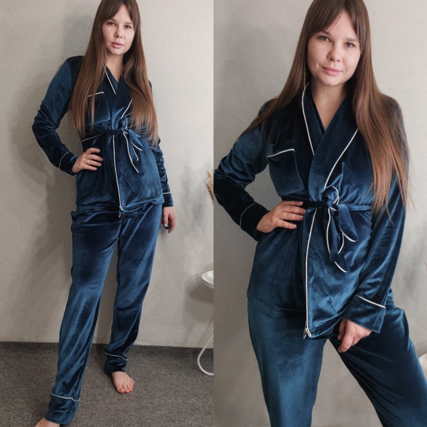 Warme Dames Pyjama Set met Lange Mouwen | Fluweelzacht en Stijlvol