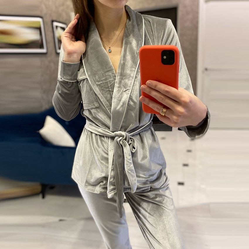 Warme Dames Pyjama Set met Lange Mouwen | Fluweelzacht en Stijlvol