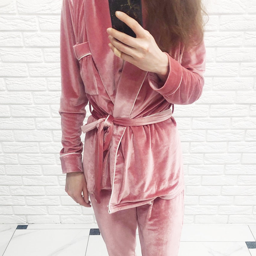 Warme Dames Pyjama Set met Lange Mouwen | Fluweelzacht en Stijlvol