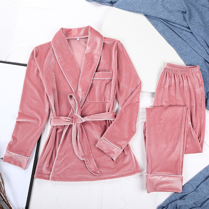 Warme Dames Pyjama Set met Lange Mouwen | Fluweelzacht en Stijlvol
