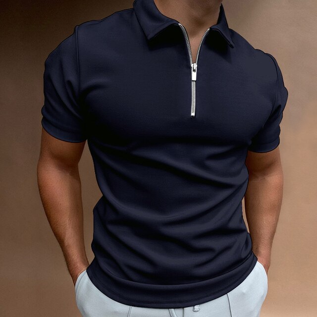 Mason Heren Zomerpolo met Rits – Casual Poloshirt met Korte Mouwen