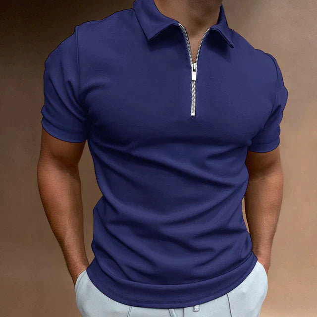 Mason Heren Zomerpolo met Rits – Casual Poloshirt met Korte Mouwen
