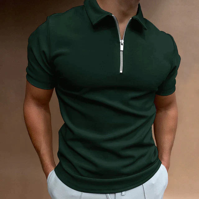Mason Heren Zomerpolo met Rits – Casual Poloshirt met Korte Mouwen