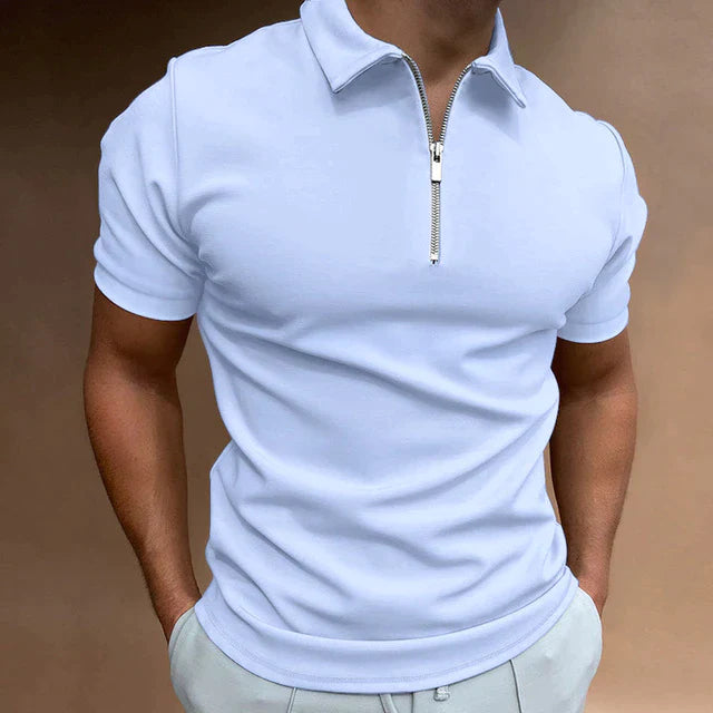Mason Heren Zomerpolo met Rits – Casual Poloshirt met Korte Mouwen