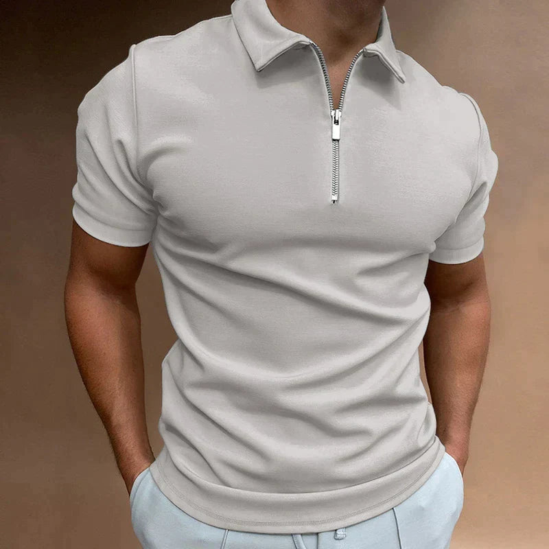 Mason Heren Zomerpolo met Rits – Casual Poloshirt met Korte Mouwen