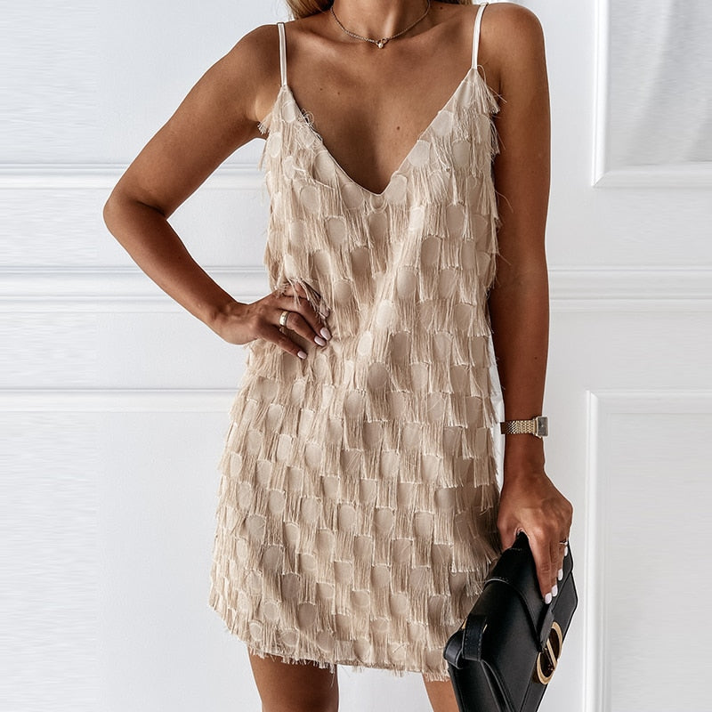 Mini Jurk met Kwastjes | Hoge Taille | Lente Zomer