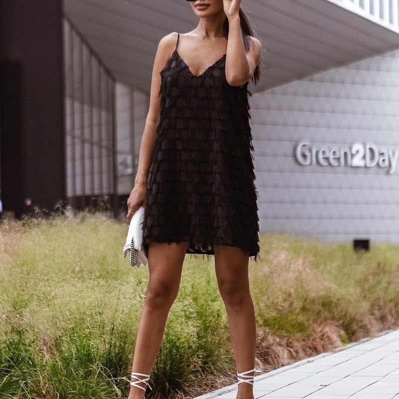 Mini Jurk met Kwastjes | Hoge Taille | Lente Zomer