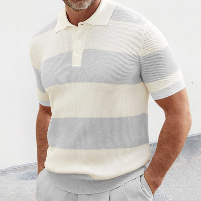 Pull d'été à manches courtes et revers pour homme - Mode masculine élégante
