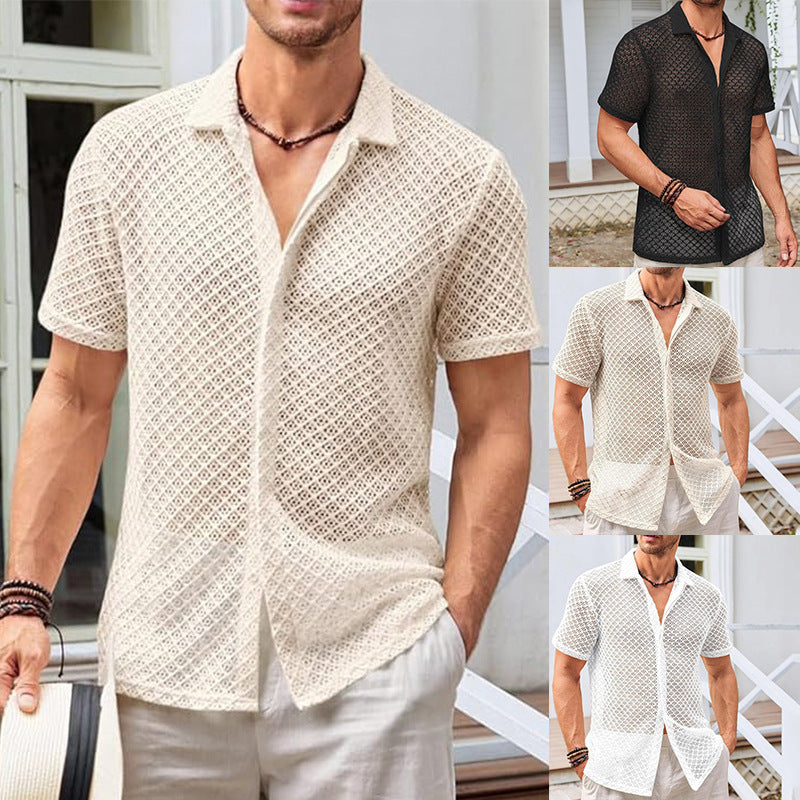 Zomer Mesh Korte Mouw Shirt voor Heren – Ademend en Lichtgewicht