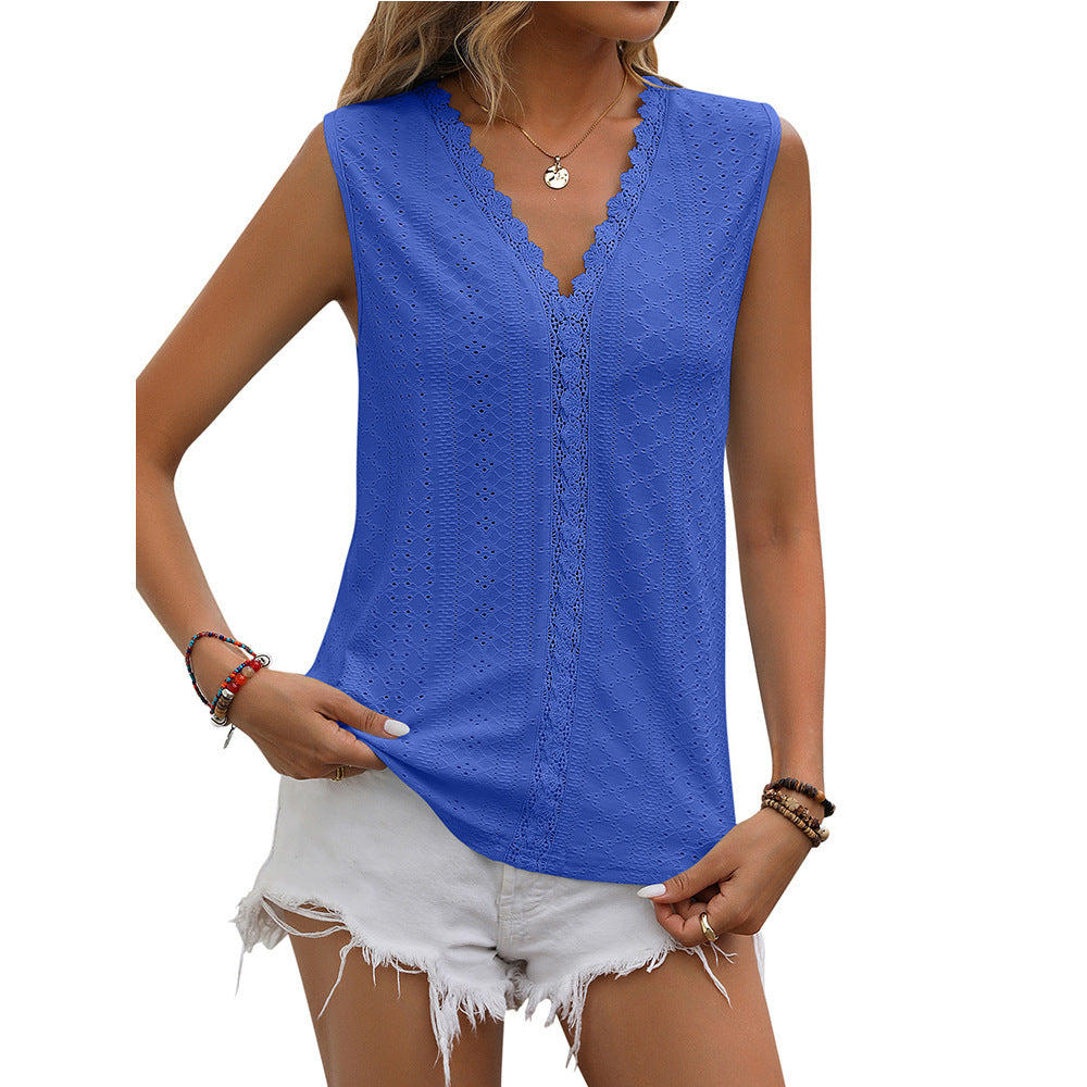 Women V-Neck Sleeveless Vest – Summer Tank Top