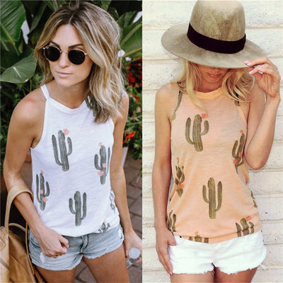 Summer Cactus Print Women's T-shirt