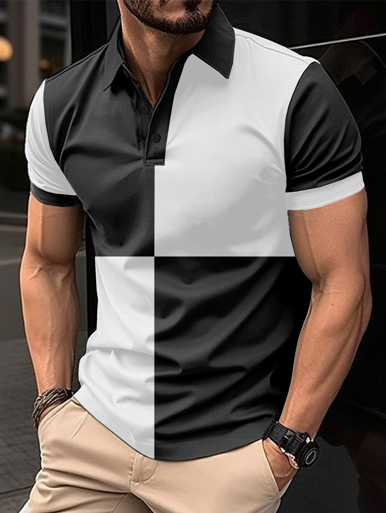 Polo homme avec surpiqûres et col rabattu - Élégant et confortable