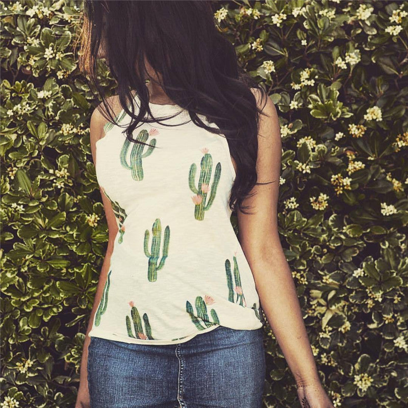 Summer Cactus Print Women's T-shirt