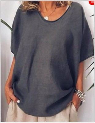 Women's Summer T-shirt with Loose Short Sleeves - Airy Summer Top