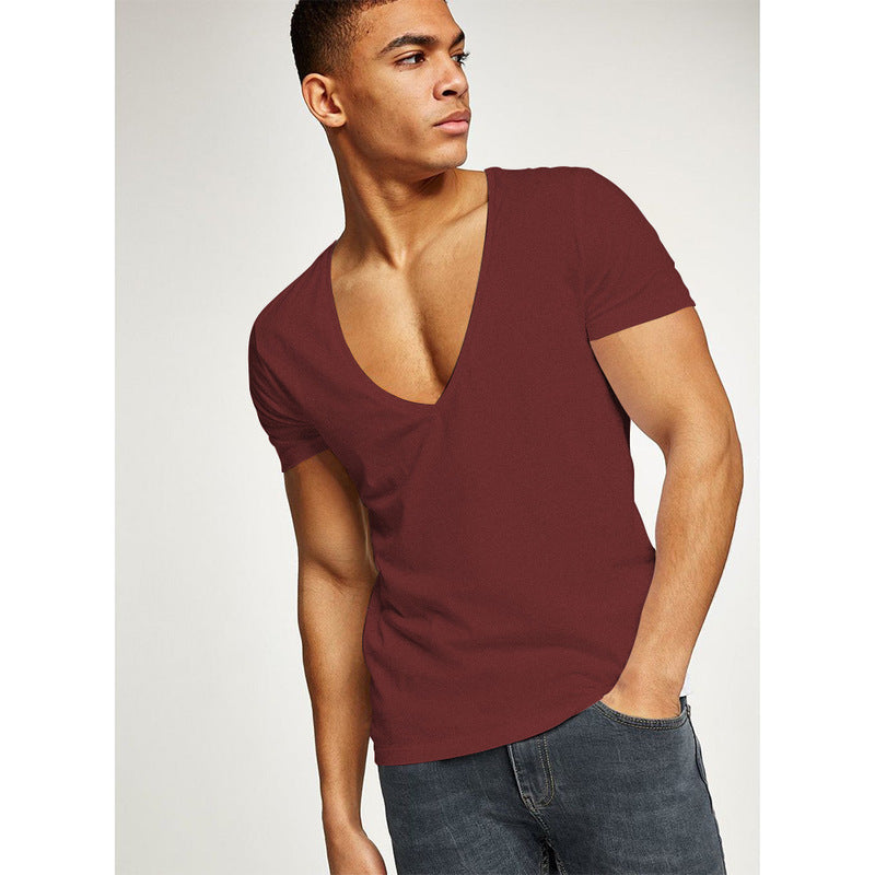 Summer Men's V-Neck T-Shirt - Slim, Breathable and Stylish