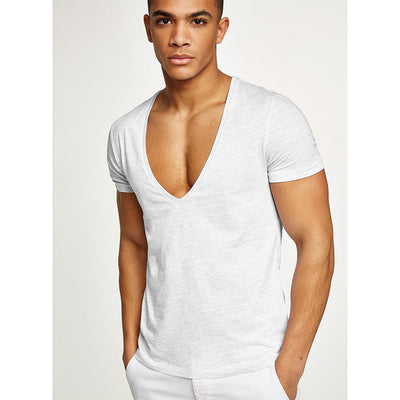 Summer Men's V-Neck T-Shirt - Slim, Breathable and Stylish