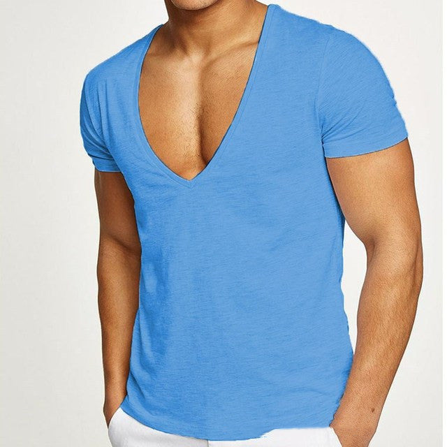 Zomer Heren V-hals T-shirt – Slank, Ademend en Stijlvol