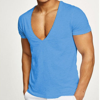 Summer Men's V-Neck T-Shirt - Slim, Breathable and Stylish