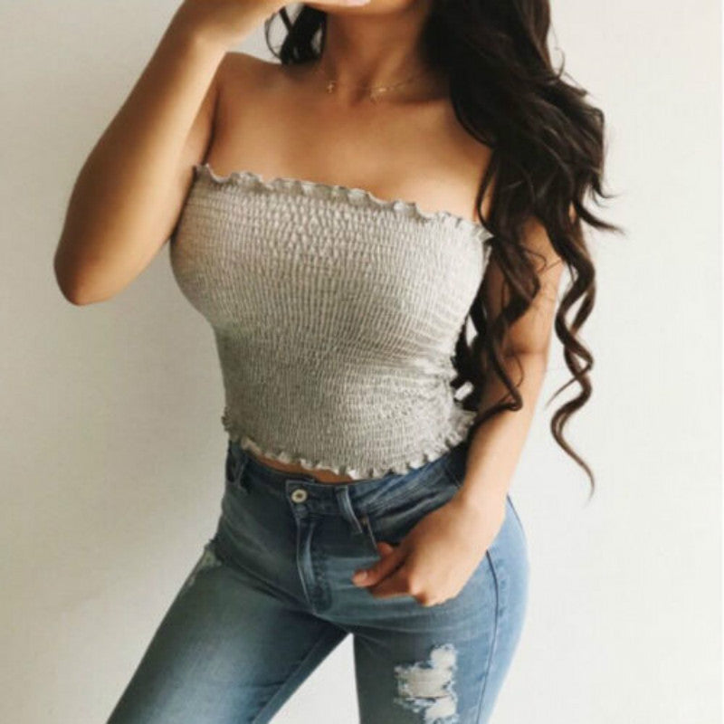 Zomer Skinny Mouwloze Crop Top voor Vrouwen
