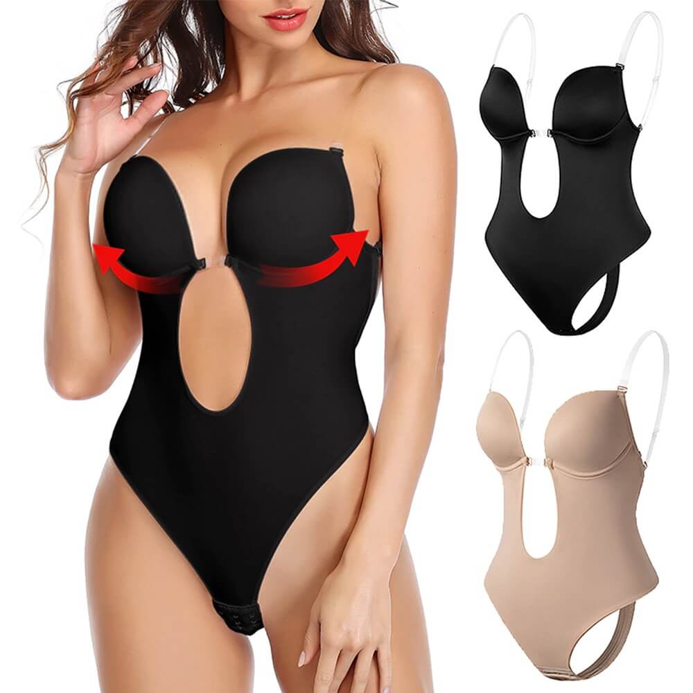 Soutien-gorge gainant invisible dos nu pour femme avec décolleté en V profond et dos ouvert