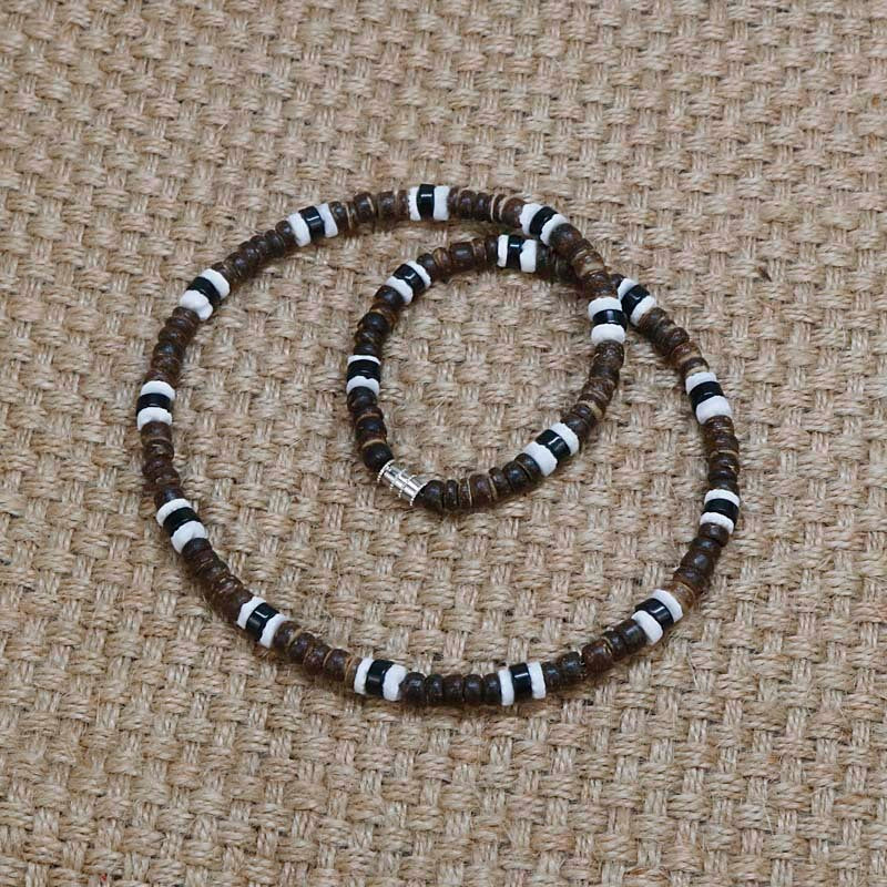 Mannen Stam Etnische Kokosnoot Schelp Ketting – Natuurlijke en Authentieke Stijl