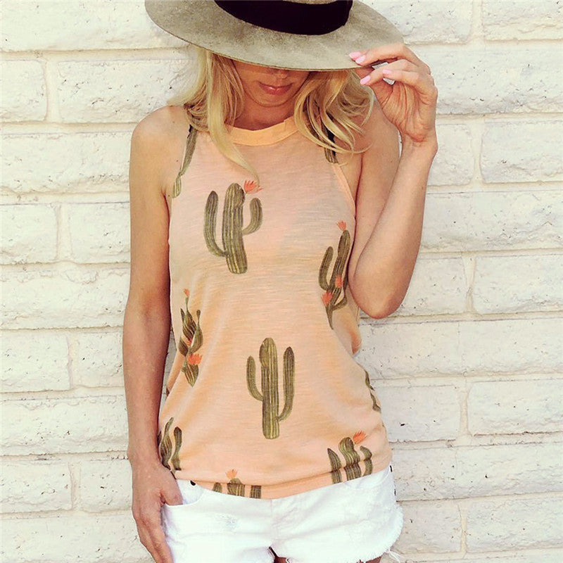 Summer Cactus Print Women's T-shirt