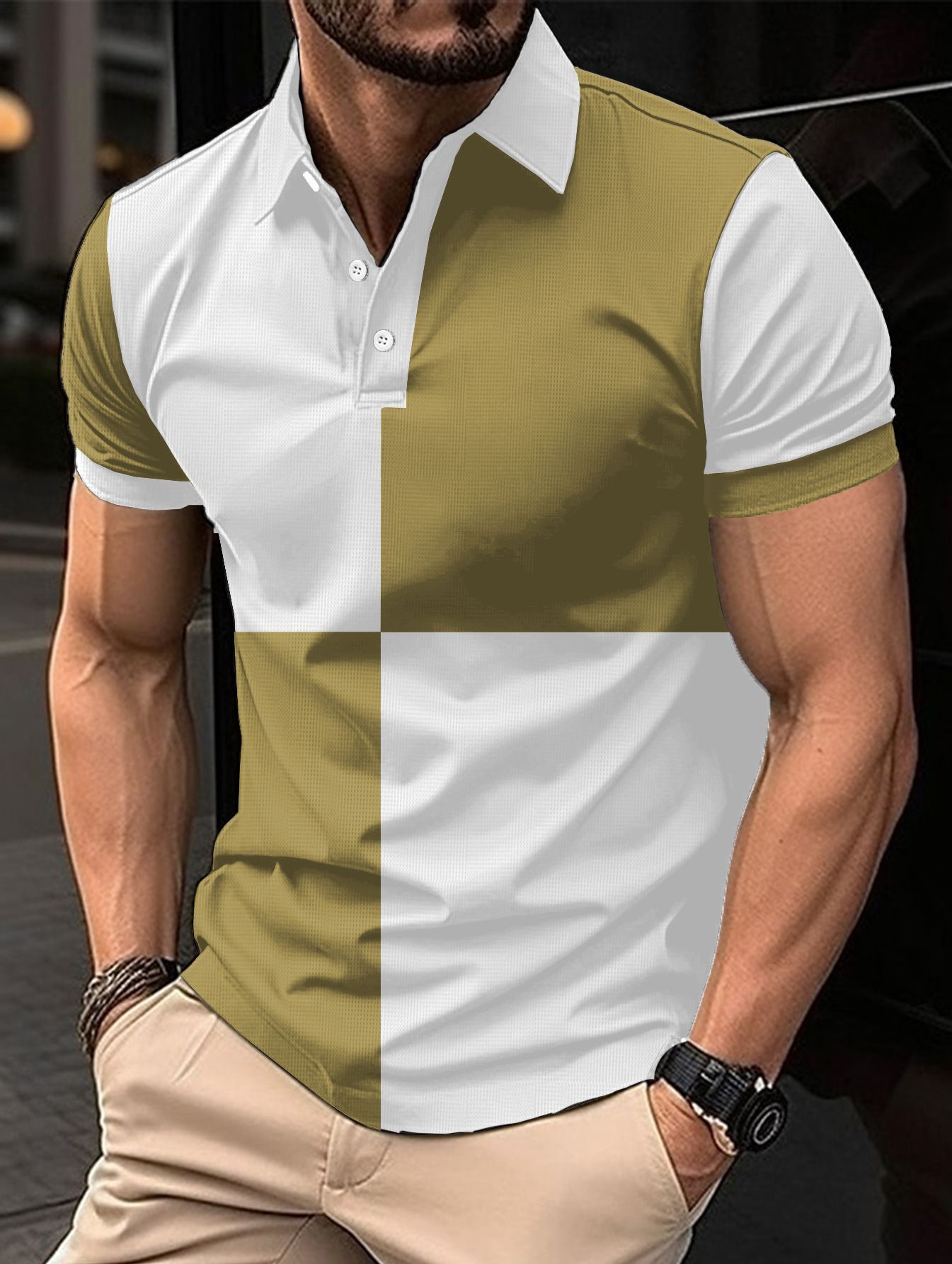 Heren Polo Shirt met Stiksels en Omslagkraag – Stijlvol en Comfortabel
