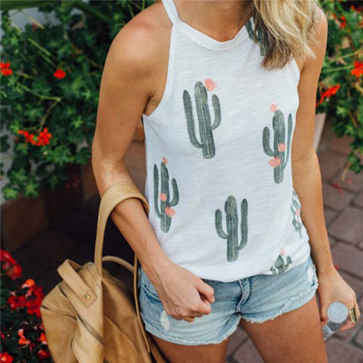 Summer Cactus Print Women's T-shirt