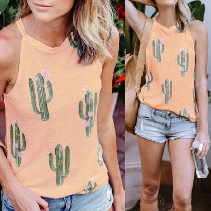 Summer Cactus Print Women's T-shirt