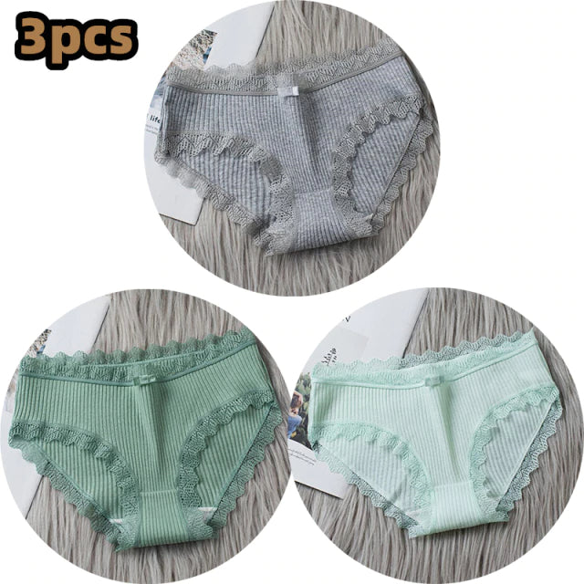 Slipjes Set – 3x Lage Taille Kanten Slipjes voor Vrouwen