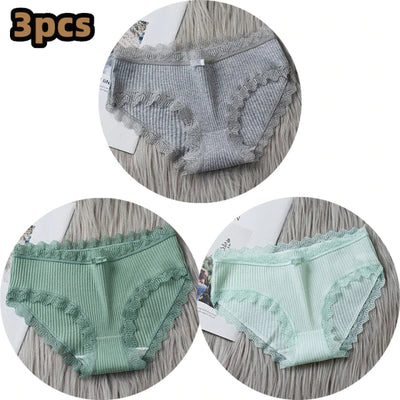 Ensemble de culottes – 3 culottes taille basse en dentelle pour femme