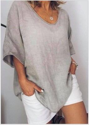 Women's Summer T-shirt with Loose Short Sleeves - Airy Summer Top
