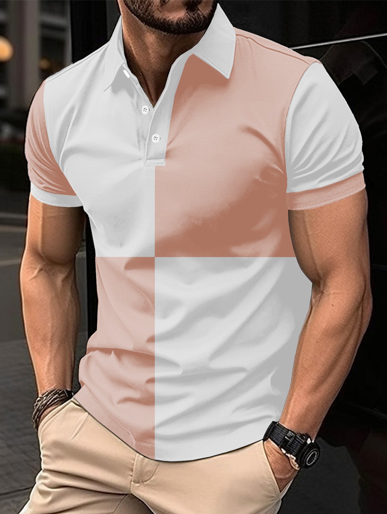Heren Polo Shirt met Stiksels en Omslagkraag – Stijlvol en Comfortabel