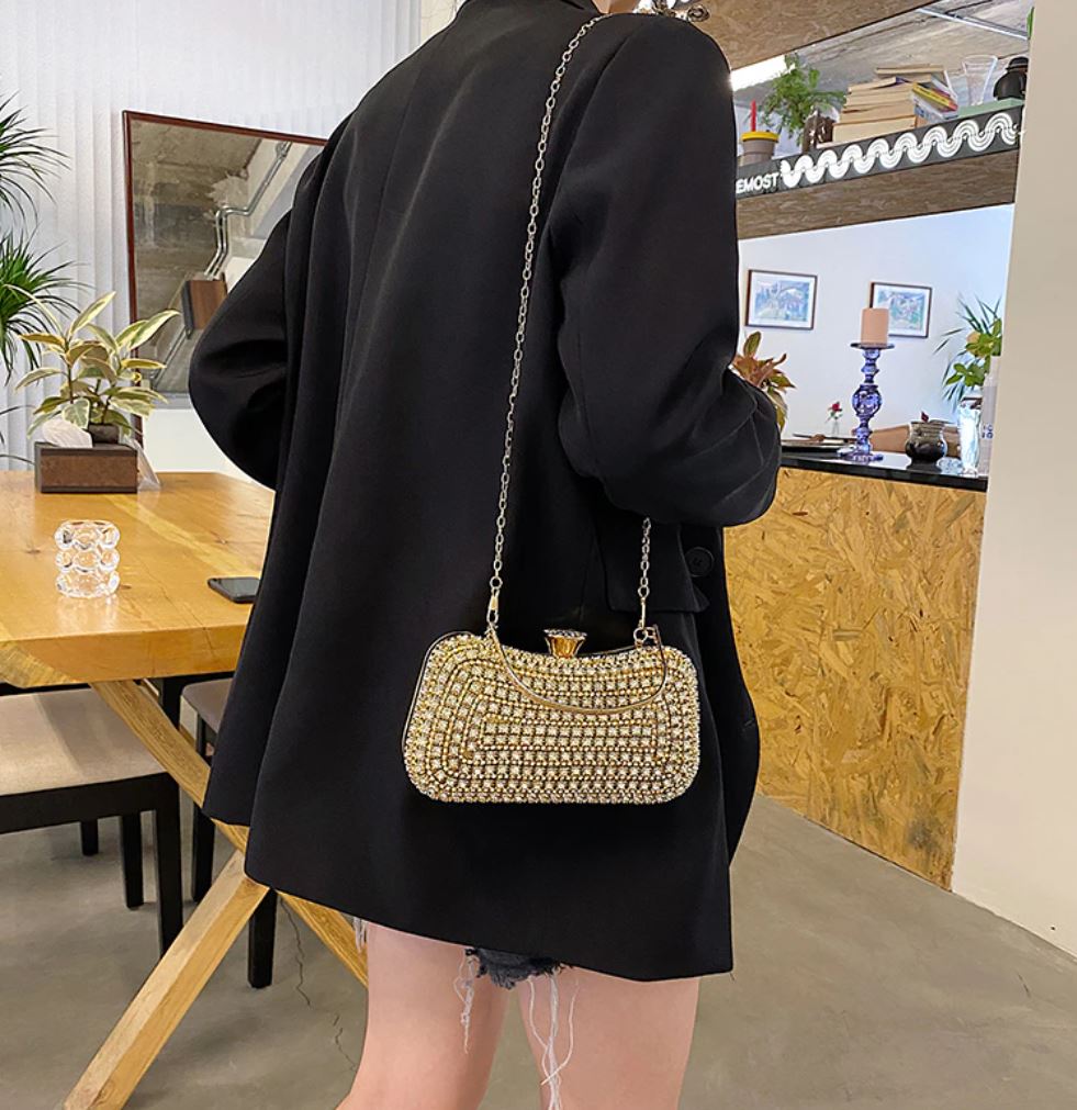 Crystal Clutch - Elegant Evening Bag with Geometric Pattern | Perfect for Party and Formal Occasions