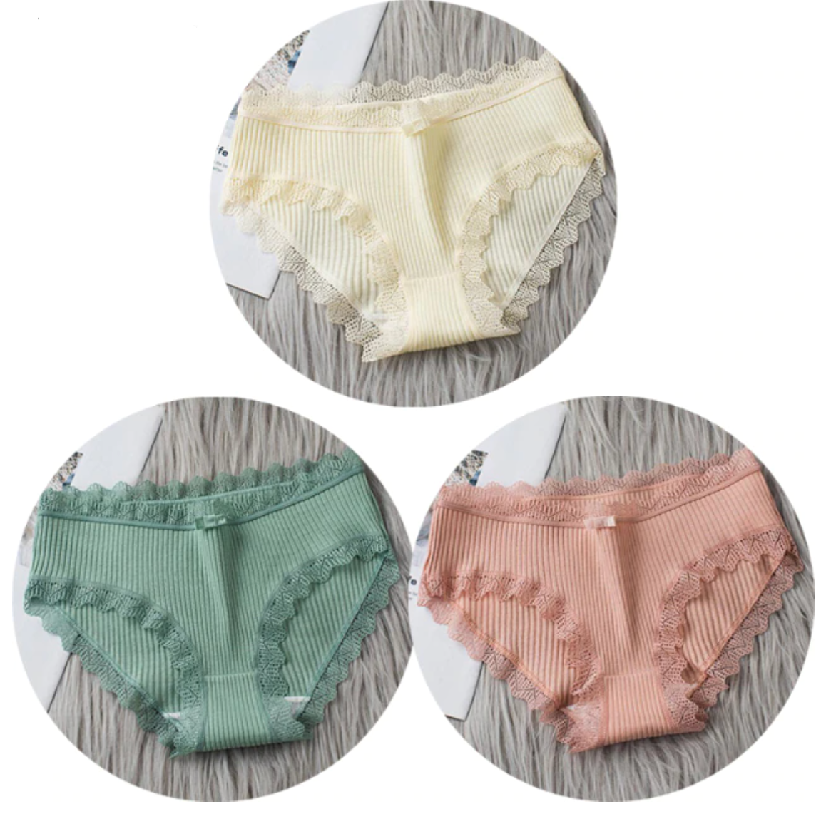 Slipjes Set – 3x Lage Taille Kanten Slipjes voor Vrouwen