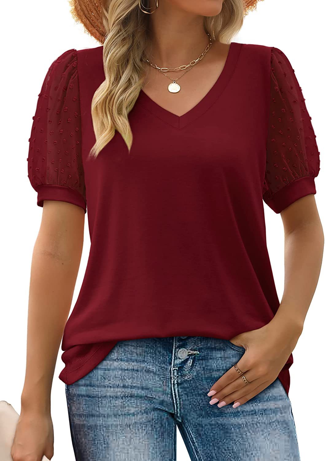 Arden™ | Dames top met V-hals en textuurmouwen – stijlvol en comfortabel