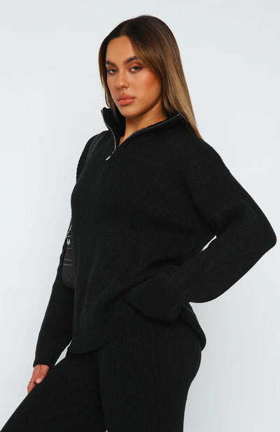 ELISA | Tendance et confortable – Ensemble tricoté luxueux pour femme avec pantalon évasé