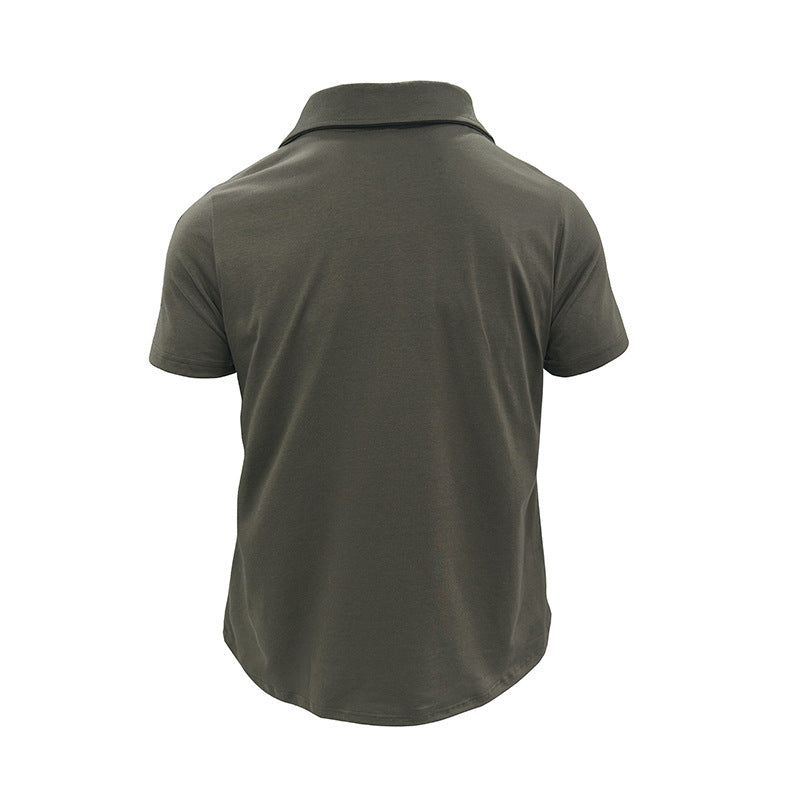 Polo à manches courtes pour homme - Fermeture boutonnée, col à revers et poche poitrine