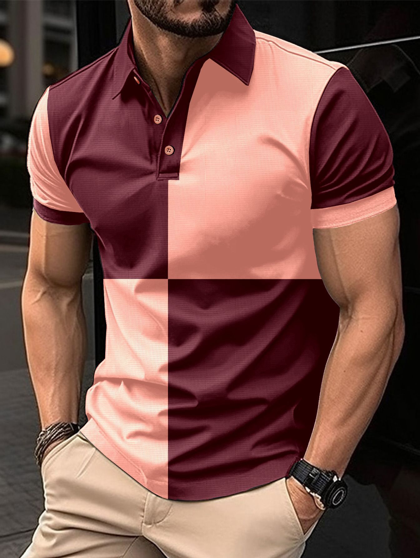 Polo homme avec surpiqûres et col rabattu - Élégant et confortable