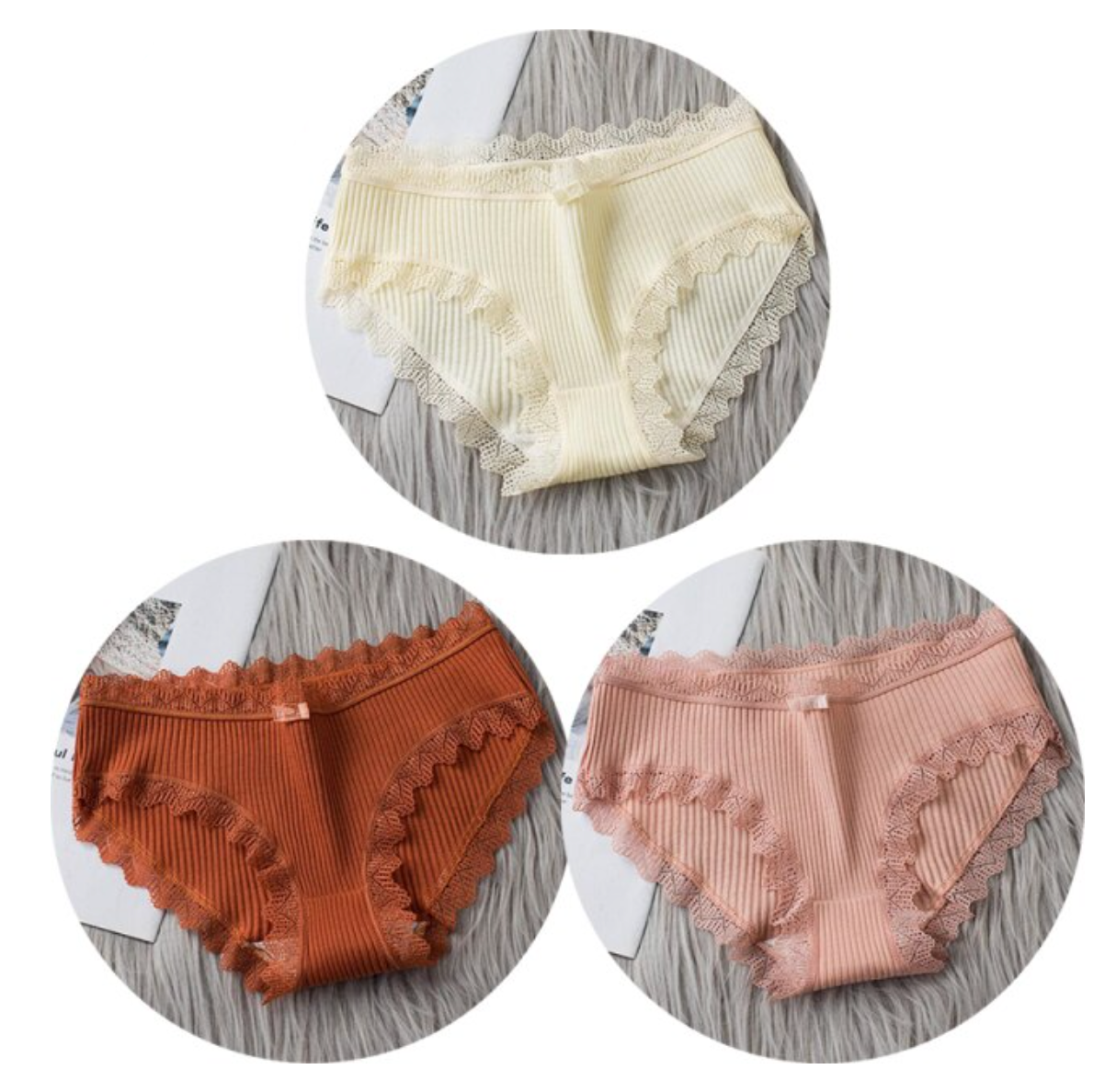 Ensemble de culottes – 3 culottes taille basse en dentelle pour femme