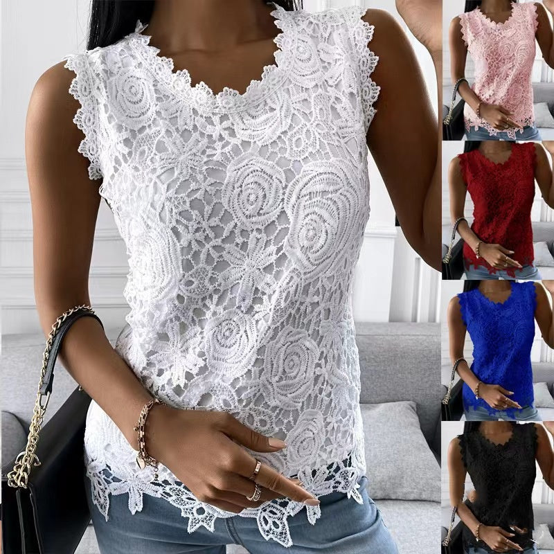 Floral Lace Vest for Women - Summer Tops